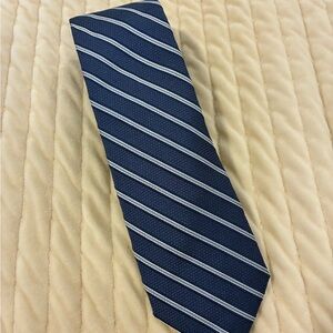 Daniel Cremieux Blue and White Striped Tie Silk